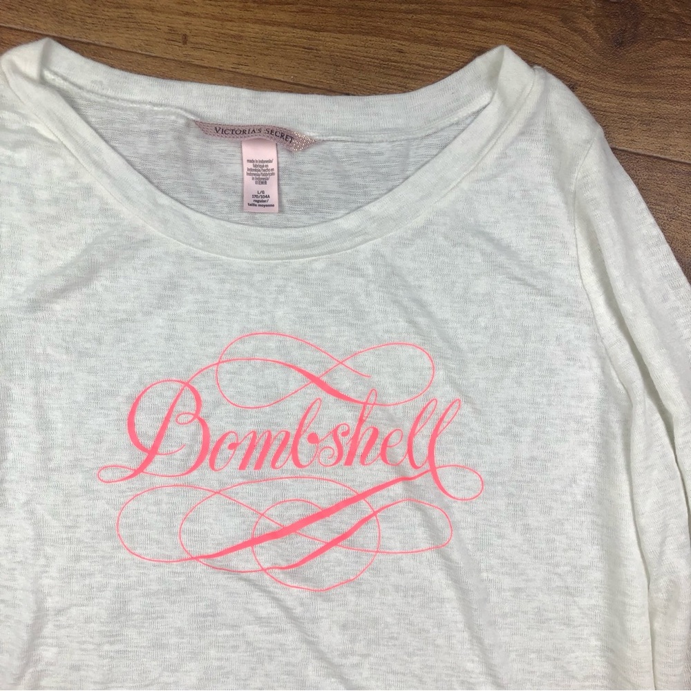 Victorias Secret Sheer Long Sleeve White Bombshell Top Shirt